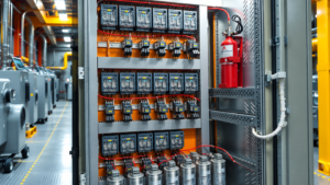 Instalação interna de um sistema de supressão de incêndio para quadros elétricos para garantir proteção imediata.